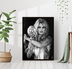 Brigitte Bardot Bathtub Canvas Black and White Retro Vintage Classic Iconic Fashion Photography Canvas Framed Printed Wa