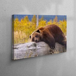 Brown Bear Canvas, Cute Bear Canvas, Bear Wall Art, Animal 3D Canvas, Framed Canvas, Wall Art Decor, Mural Art, Home Dec