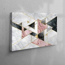 Canvas Art, Canvas Print, 3D Wall Art, Pink And Gray Marble, Marble Artwork, Gold Marble Artwork, Modern Marble Canvas P