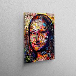 Wall Art, Canvas Art, Canvas Home Decor, Woman Graffiti Painting, Mona Lisa 3D Canvas, Abstract Woman Canvas,