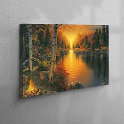 wall art, canvas print, canvas home decor, sunset forest landscape, sunset landscape artwork, nature landscape printed,