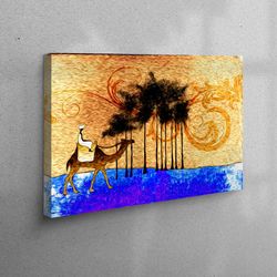 wall decor, canvas decor, canvas home decor, camel painting, african canvas art, ethnic canvas canvas, desert landscape