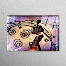 wall decoration, mural art, glass wall art, african woman painting, ethnic pattern glass printing, african glass, abstra