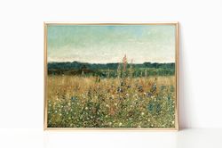wildflower grass spring landscape canvas print canvas frame country flower classical painting wall art prints room decor