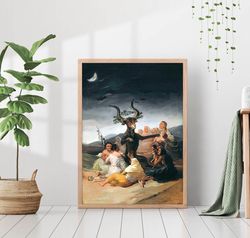 Witches Of Sabbath Francisco Goya Print Moody Dark Academia Canvas Print Canvas Framed Oil Painting Gothic Vintage Victo