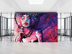 woman singer painting, singer gift wallpaper, music lover gift wall canvas, abstract woman wall print, music room wall c
