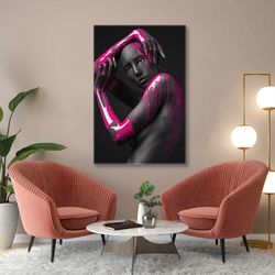 Woman Wall Art, Pink Wall Decor, Modern Canvas Art, Roll Up Canvas, Stretched Canvas Art, Framed Wall Art Painting
