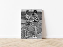 women tennis players black and white vintage retro photography wall art canvas framed canvas printed wall art trendy liv