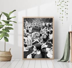 women's rights protest feminist eve was framed print old black & white vintage retro photography trendy wall art canvas