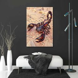 Purple Scorpion Animal Scorpio on the Sands Roll Up Canvas, Stretched Canvas Art, Framed Wall Art Painting