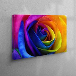 rose canvas, floral canvas, colorful rose wall art, modern canvas, wall decor, framed canvas, wall hanging, home decor,
