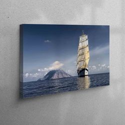 sailing ship canvas art, coastal canvas, wall hangings, canvas, farmhouse wall art, landscape canvas, personalized gift,