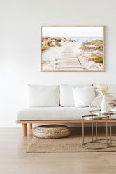 sea grass landscape photography printed beige ocean beach california sand summer soft coastal wall art room decor canvas
