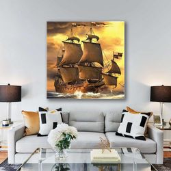 Ship Wall Art, Sea Wall Art Decor, War Ship Wall Art Decor, Roll Up Canvas, Stretched Canvas Art, Framed Wall Art Painti