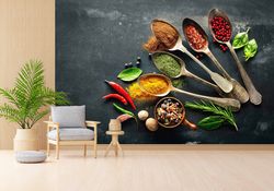 spices, spices wall canvas, indian spices wall decor, modern wall decor, kitchen wall painting, food wall decor, dinning