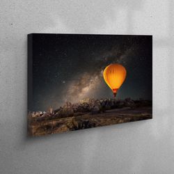 Star at Night Canvas Art, 3D Canvas, Cappadocia Wall Decor, Landscape Art, Canvas, Cappadocia Hot Air Balloon, Gift for