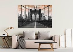 new york canvas print orange sky brooklyn bridge wall art canvas manhattan skyline extra large wall art new york canvas