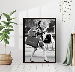 high fashion woman print coco chanel gucci black & white retro photography girls room wall art decor fashionista gift po