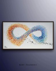 Abstract Painting 67 Infinity Symbol Original Abstract Oil Painting, Oil Painting, Cold Warm Tone, Modern Style, By Koby
