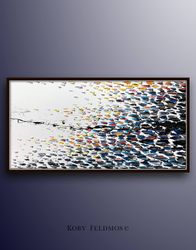 AMAZING 67 Abstract painting Black white and colors , beautiful thick texture of oil, large painting original painting b
