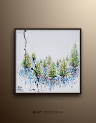 forest painting 35 oil on canvas, original painting, modern style pointillism, koby feldmos