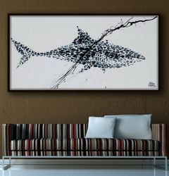 HUGE Shark 67 painting large painting, beautiful thick layers,, oil painting on canvas, marin animal, modern art by Koby