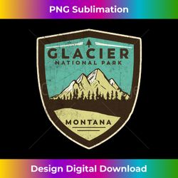 Retro Glacier National Park Montana Mountains Vintage Badge Long Sleeve - Instant PNG Sublimation Download