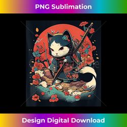 japanese samurai ninja cat kawaii tattoo graphic - elegant sublimation png download