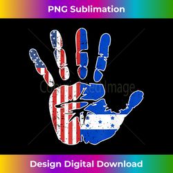 USA Honduras Handprint Flag Proud Honduran American Roots - Premium PNG Sublimation File