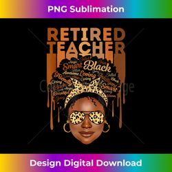 Black Retired Teacher Love Melanin Leopard Glasses - Instant PNG Sublimation Download