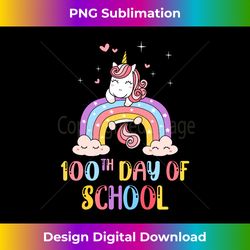 100 Days Of School Rainbow Unicorn Girls For Student - Vintage Sublimation PNG Download