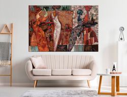 African Woman wall art canvas Black woman Jazz Club colorful painting print African art Modern print Living room decor