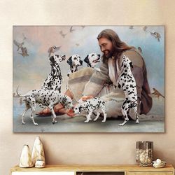Dalmatian Dog, Dalmatian God, Jesus Dog Lover Wall Art Canvas Picture Jesus Home Decor God Canvas Prints Jesus Canvas Wa