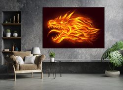 Dragon wall art canvas Fire Dragon print Large wall art Red Dragon Fantasy animal art print Chinese Dragon gift Game roo