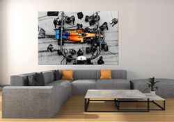 Formula 1 wall art Racing canvas print Multi panel canvas Man cave decor Pit stop Racing car wall decor Gift for him
