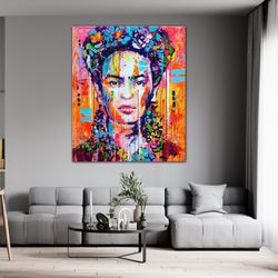 Frida Kahlo Poster, Frida Kahlo Canvas Art, Frida Kahlo Velvet Dress, Frida Kahlo Painting, Ready To Hang
