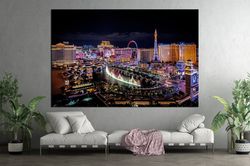 Las Vegas wall art canvas Night city print Panoramic Las Vegas Cityscape wall art Multi panel canvas Las Vegas gift