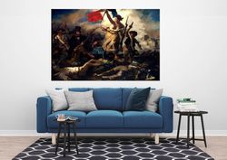 Liberty Leading the People canvas wall art Eugene Delacroix French July Revolution art Famous Reproduction print Living