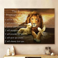 Lion Lamb Dove The 7 Promises Of God I Will Be With You I Will Protect You Wall Art Canvas Picture Jesus Canvas Prints J