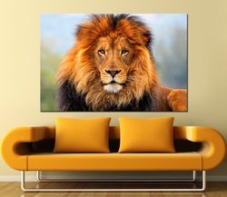 Lion wall art print Animal prints Large canvas art Lion head multi panel canvas Lion painting Safari nursery print Lion