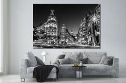 madrid spain canvas print night city canvas black and white art prints madrid cityscape large canvas art spain gifts off