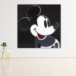 Mickey Mouse Square Pop Art Canvas Wall Art Print, Mickey Mouse Decor, Disney Wall Art, High Quality Free shipping, Canv