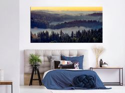 Misty Forest canvas art Fog in the Mountains Landscape wall art Sunrise Mountain print Large canvas art Living room wall