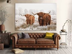Scottish Cow canvas art Highland Cow print wall art Highland Cow Home decor wall art Farm Animal Rustic canvas art
