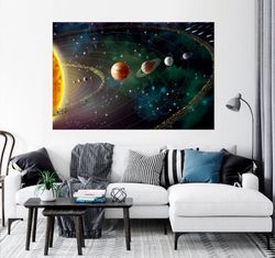 Solar System art print Space wall art Planets print Nursery wall decor Solar System Planets Large wall art Space gifts