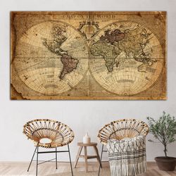 vintage world map canvas art, old world map, old world map art canvas, vintage map canvas art, old map canvas art, ready
