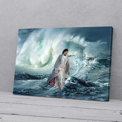 Walking On Wave Jesus Canvas Jesus Christ Wall Art Canvas Picture Jesus Home Decor God Canvas Prints Jesus Canvas Art Ch