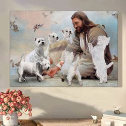 Westie God, Westie Dog, Jesus Dog Lover Wall Art Canvas Picture Jesus Home Decor God Canvas Prints Jesus Canvas Wall Art