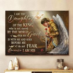 Woman warrior Angel wings Jesus I am the daughter of the King Canvas Wall Art Canvas Picture Jesus Home Decor God Canvas