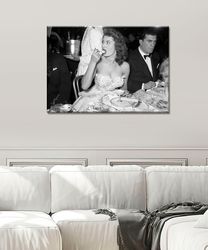 Sophia Loren Portrait Poster Black and White Retro Vintage Classic Iconic Italian Actress Fashion Photography Canvas Fra